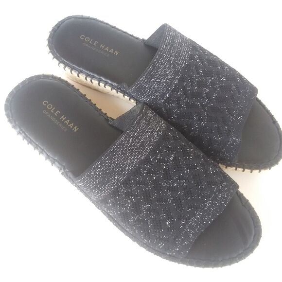 Cole Haan Espadrille Slide Sandals, Black, Women's Size 7.5 - Picture 5 of 12
